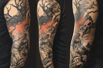 create custom tattoo design, tattoo sleeve