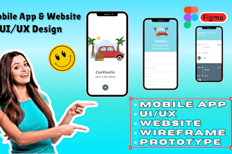 design mobile app UI UX design, wireframe figma prototype