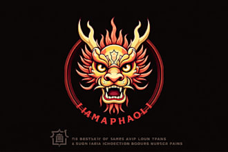 design outstanding chainese dragon head mascot logo with express delivery
