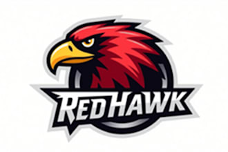design a fierce red hawk mascot logo for your team or brand