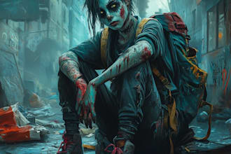 create fantasy horror character art and 2d horror art in my style