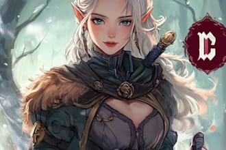 draw dnd party art, pathfinder group, and fantasy character