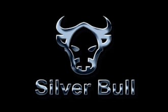design realistic metallic silver, effect or 3d logo and text