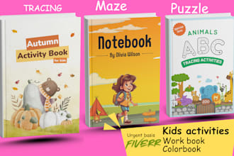 create kids activity book interior and cover design kdp book