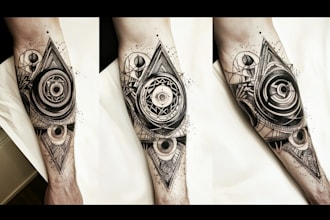create unique custom geometric tattoo design