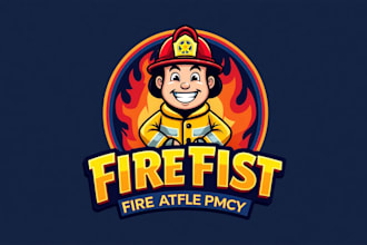 design outstanding  fire fighter mascot logo with express delivery