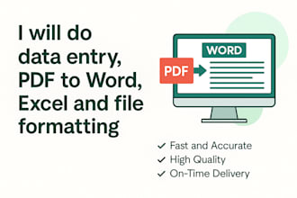 format word files, type data, convert PDF, and deliver fast work