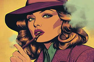 draw a retro pop art roy lichtenstein style