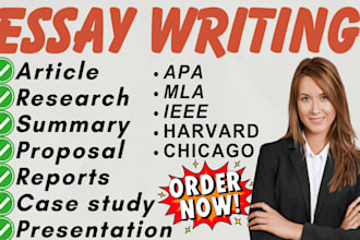 do essay writing,  reports, assignments, research, summary, presentation