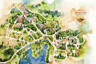 create a custom wedding map watercolor style