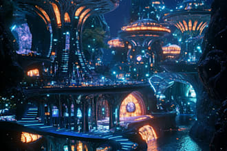 do background art futuristic cyberpunk night city illustration