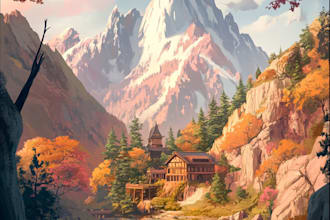 do a beautiful fantasy environment concept art and landscape design
