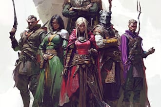 create dnd art, character fantasy illustration for dnd party, game art