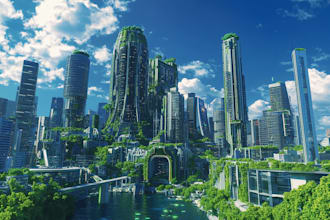 make a futuristic and detail cyberpunk city illustration