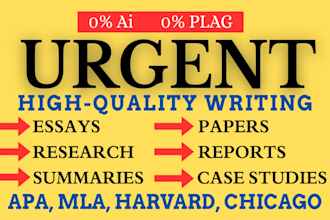 do urgent essay writing, articles, reports, case study, research and summaries