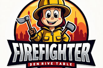 design high quality esport fire fighter mascot logo with creative concepts