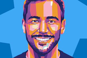 draw your portrait in bold and colorful wpap style