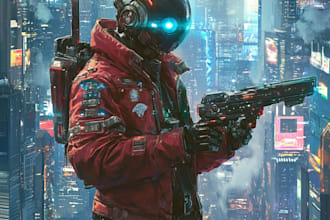 make your star wars sci fi character art, game character illustration