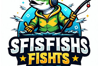 design high quality esport fishing mascot logo with my fastest delivery