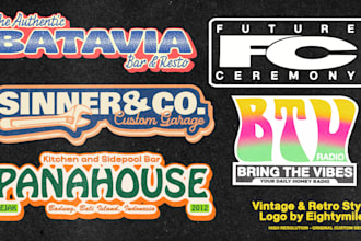 design unique vintage retro logo for your brand
