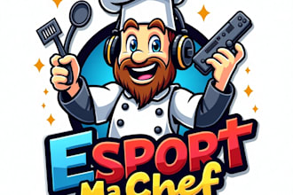 design high quality esport chef mascot logo with free source file