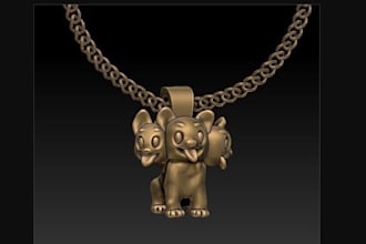 create 3d pendant,model logo design, stl file for 3d printing, obj jewelry chain