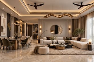 3d interior design, floor plan and realistic rendering in coohom