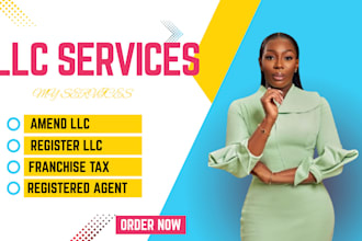 handle franchise tax, llc registration, registered agent, amend llc dissolve llc