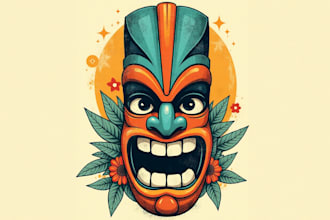 design awesome tiki mask logo with free vector file