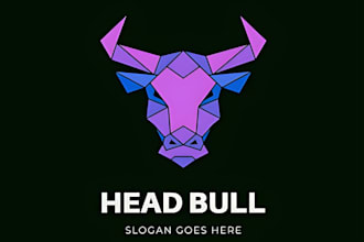 make high quality cow bull head logo