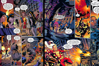 illustrate vintage comic book cover manga storyboard superhero strip comic anime