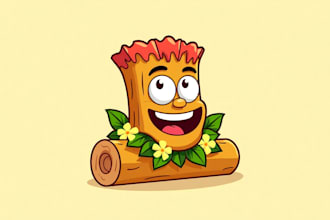 do cartoon character tiki mascot logo 1 day