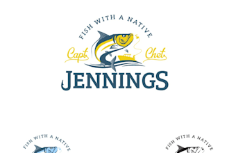 create awesome captain chet jennings fishing logo