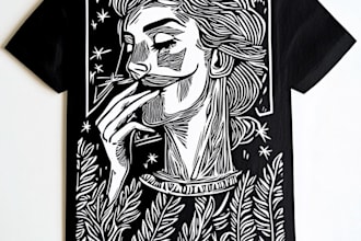 create animal linocut tshirt design for brands