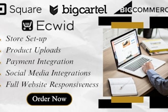 setup ecwid store, design ecwid site, big cartel store square online bigcommerce