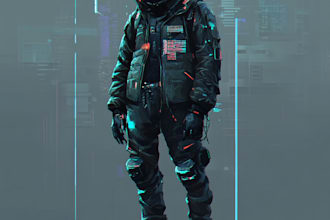 draw fantasy, sci fi, cyberpunk character art for you