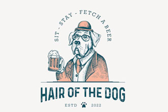 design classically dog park and bar logo