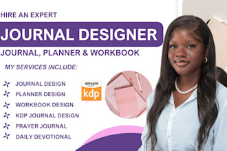 design KDP paperback journal, custom planner, devotional, workbook, fillable pdf