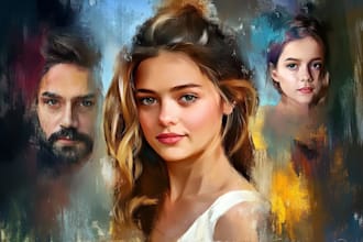 paint a family portrait into a digital watercolor painting