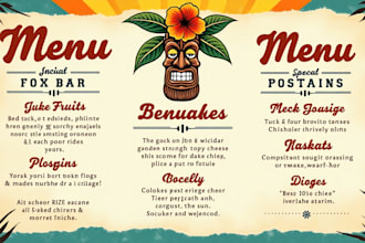 do tiki bar vintage menu card design 2 day