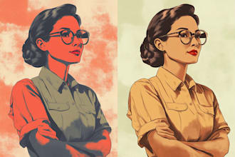 vintage illustration, retro vintage character, 1930s art