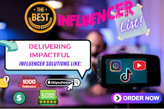 find 5 star influencers by niche and platform with contacts