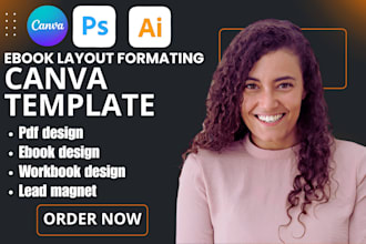 pdf design ebook lead magnet, canva presentation, banner ads, hyperlink planner