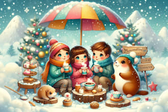 children story book illustration, children story, book illustration and cover