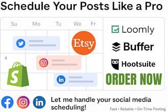 manage design schedule your social media posts on buffer loomly hootsuite VA