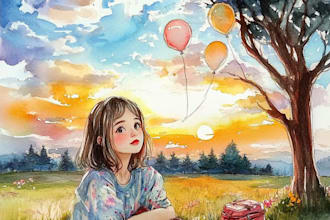 draw watercolor illustration art for you