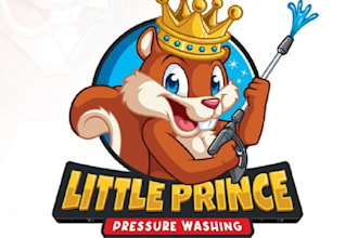 design unique cartoon pressure washing squirrel logo