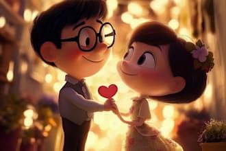 drawing a romantic pixar up style for your memorable moment