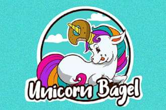 design captivating surprising fun logo for unicorn bagel