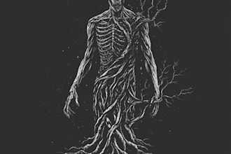 draw dark art illustration in vintage engraving style
